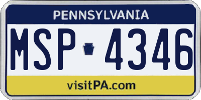 PA license plate MSP4346
