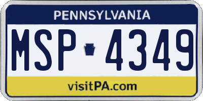 PA license plate MSP4349