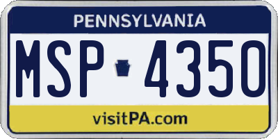 PA license plate MSP4350