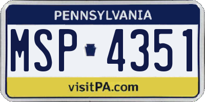 PA license plate MSP4351