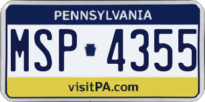 PA license plate MSP4355