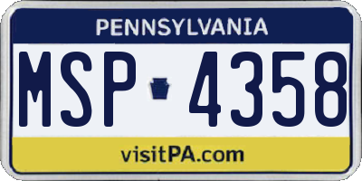 PA license plate MSP4358