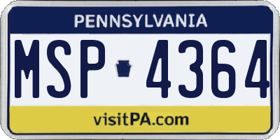 PA license plate MSP4364