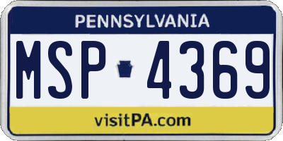 PA license plate MSP4369