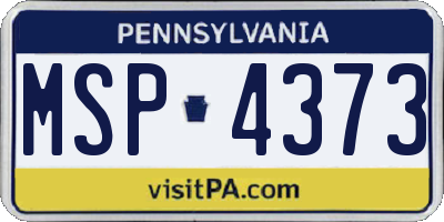 PA license plate MSP4373