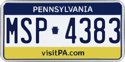 PA license plate MSP4383