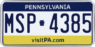 PA license plate MSP4385