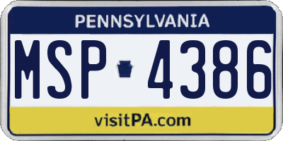 PA license plate MSP4386