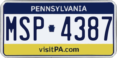 PA license plate MSP4387