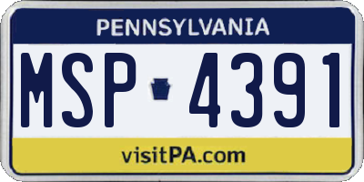 PA license plate MSP4391