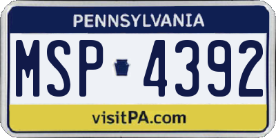 PA license plate MSP4392