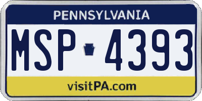 PA license plate MSP4393
