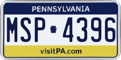 PA license plate MSP4396