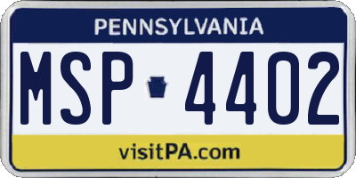 PA license plate MSP4402