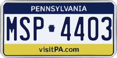 PA license plate MSP4403