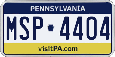 PA license plate MSP4404