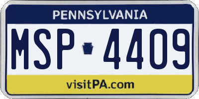 PA license plate MSP4409
