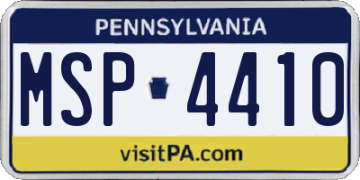 PA license plate MSP4410