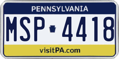 PA license plate MSP4418