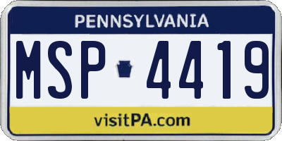 PA license plate MSP4419