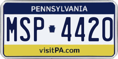 PA license plate MSP4420