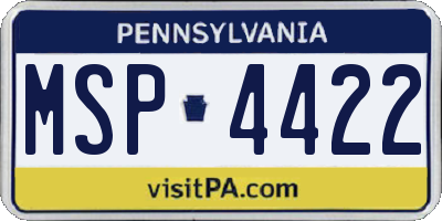 PA license plate MSP4422