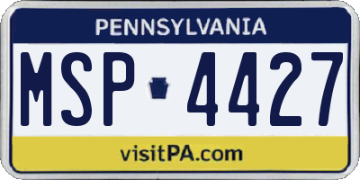 PA license plate MSP4427