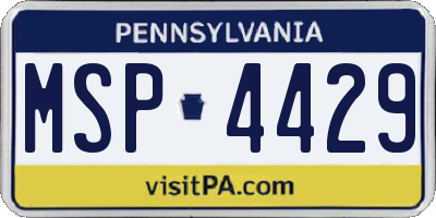 PA license plate MSP4429