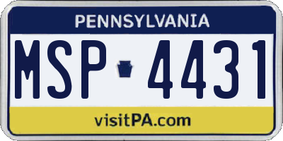 PA license plate MSP4431