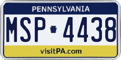 PA license plate MSP4438