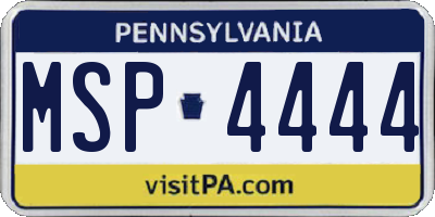 PA license plate MSP4444