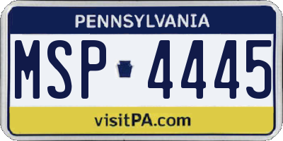 PA license plate MSP4445