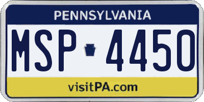 PA license plate MSP4450