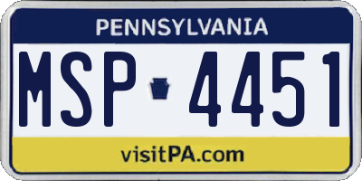 PA license plate MSP4451