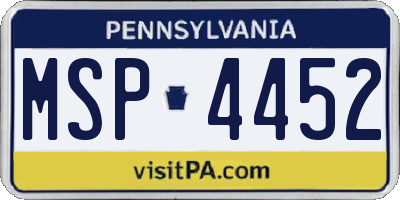 PA license plate MSP4452