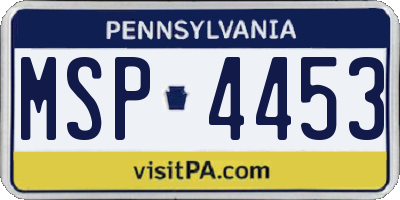 PA license plate MSP4453