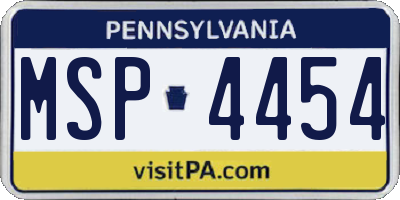 PA license plate MSP4454