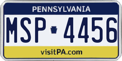 PA license plate MSP4456