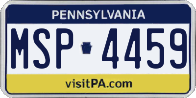 PA license plate MSP4459