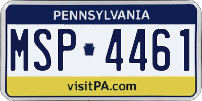 PA license plate MSP4461