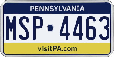 PA license plate MSP4463