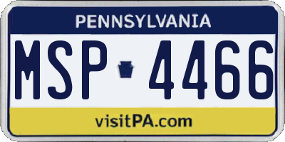 PA license plate MSP4466