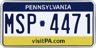PA license plate MSP4471