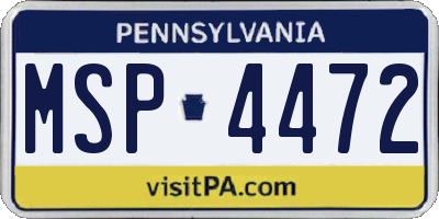 PA license plate MSP4472