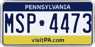 PA license plate MSP4473