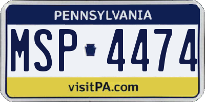 PA license plate MSP4474