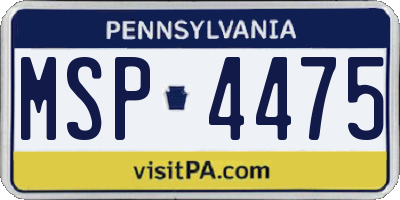 PA license plate MSP4475