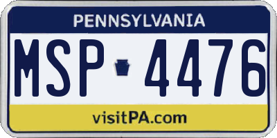 PA license plate MSP4476