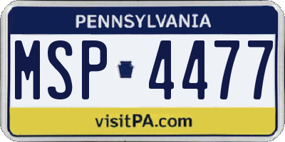 PA license plate MSP4477
