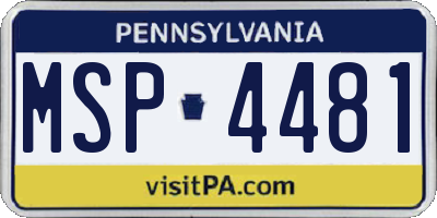 PA license plate MSP4481